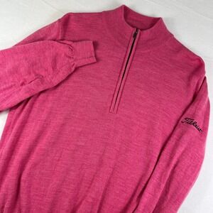 FootJoy Titleist Men's Pink Merino Wool 1/4 Zip Golf Sweater Long Sleeve Size XL